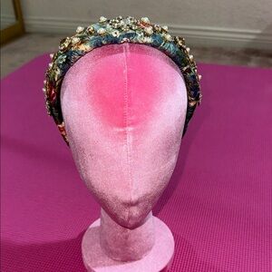 Embellished Floral Padded Headband in Multicolor (runs small)
